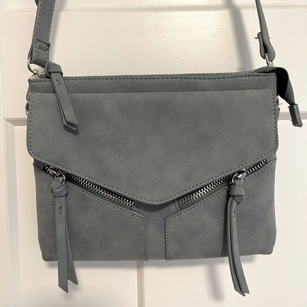 Blue/grey Synthetic Leather Crossbody Bag
